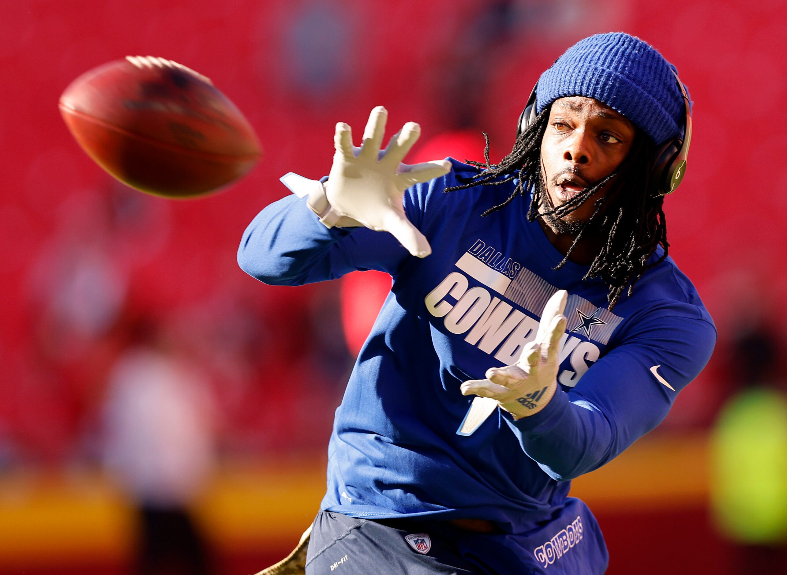 Dallas Cowboys wide receiver Noah Brown (85) catches passes during pregame warmups before...