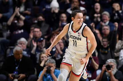 UConn's Lou Lopez Senechal (11) during the first half of an NCAA college basketball game in...