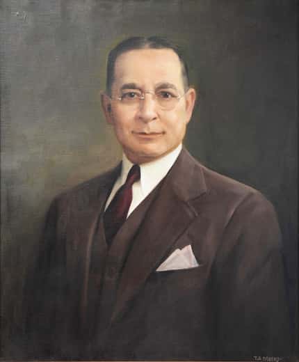A painting of Edward C. Adleta, who founded a family business in downtown Dallas in 1920 as...