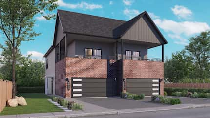 A rendering of a duplex building in the Jeffries-Meyers neighborhood near Fair Park with two...