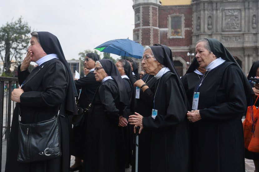 Nuns arrive for the beatification ceremony of Rev. Moisés Lira at the Basilica of Our Lady...