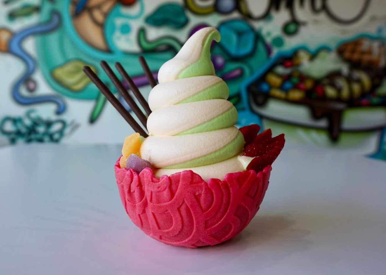 Swirl it up at BingBox with a honeydew and peach soft-serve ice cream bowl. And yes, this...