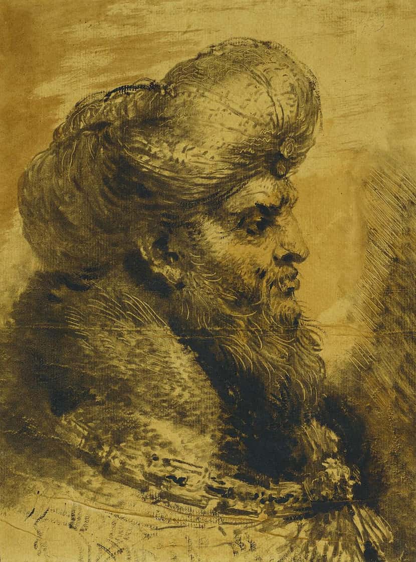 
The Head of an Oriental, circa 1645 to 1650, is a Castiglione monotype with black oil and...