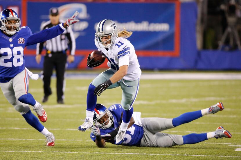 Dallas Cowboys wide receiver Cole Beasley (11) breaks past New York Giants cornerback Zack...