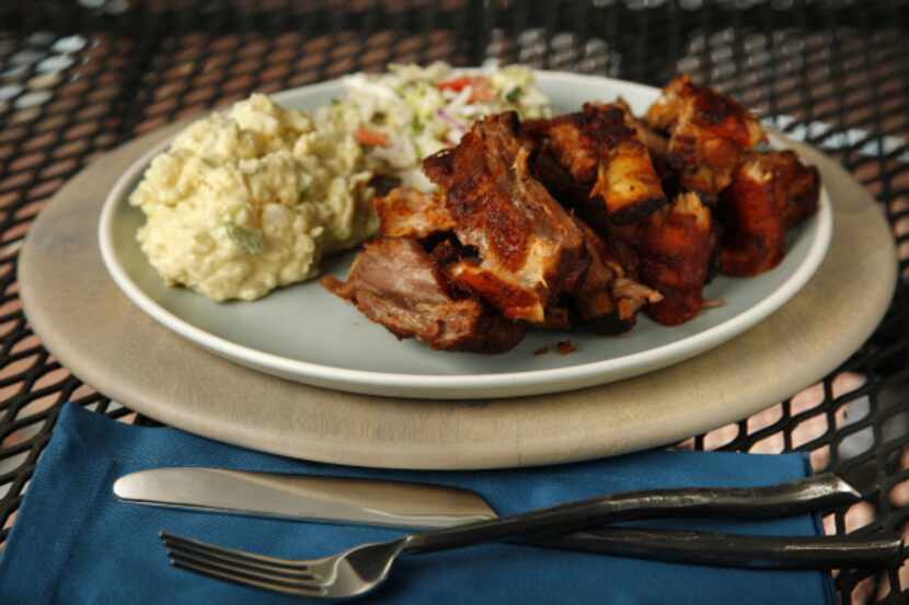 What's better than ribs cooked on the grill, served with cole slaw and potato salad?