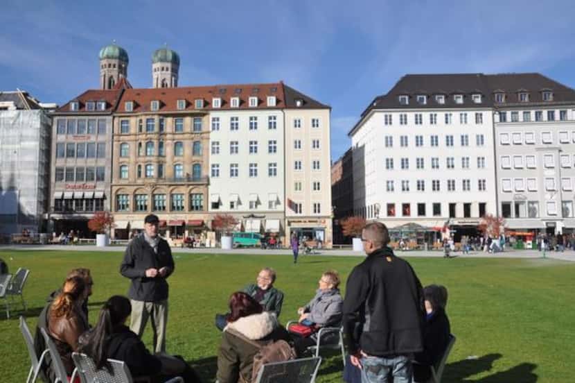 
Eric Loerke of Munich Walk Tours conducts tours of sites associated with the Adolf Hitler...