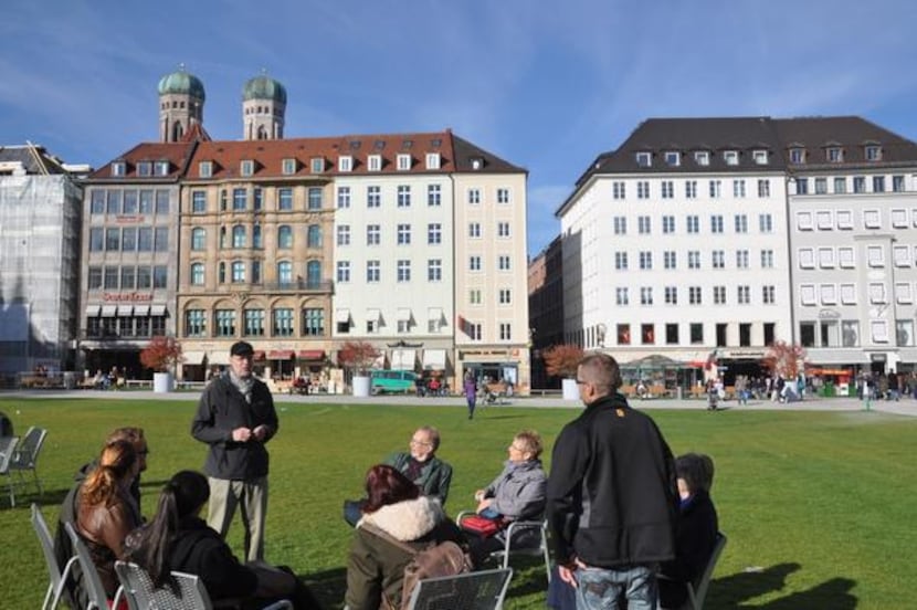 
Eric Loerke of Munich Walk Tours conducts tours of sites associated with the Adolf Hitler...