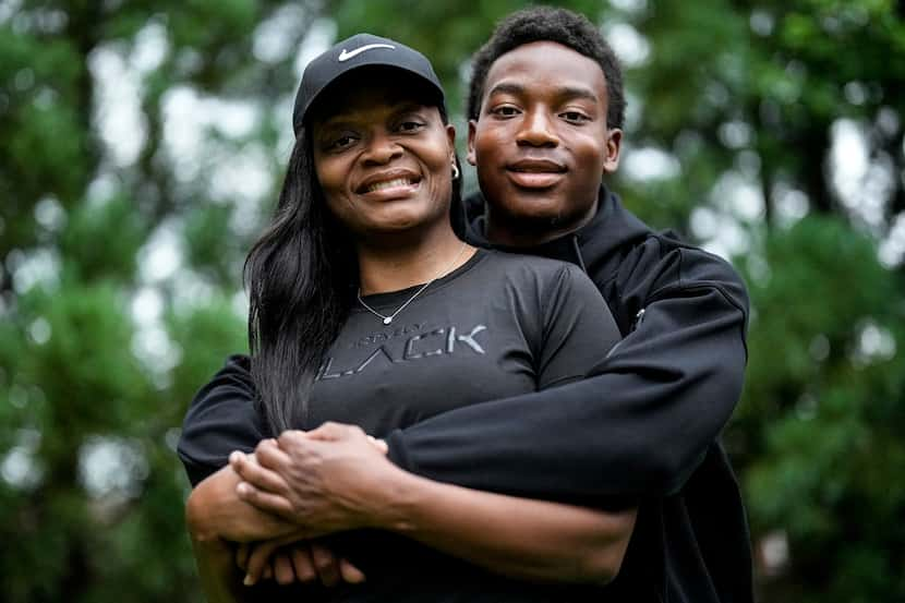 Janel Jones, with her son, Christon Jones, 17,  in Lawrenceville, Ga. Jones, said though she...