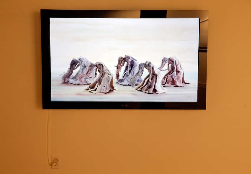 Artist Allison Schulnik's clay-animated, stop-motion video piece is on display in the Dallas...
