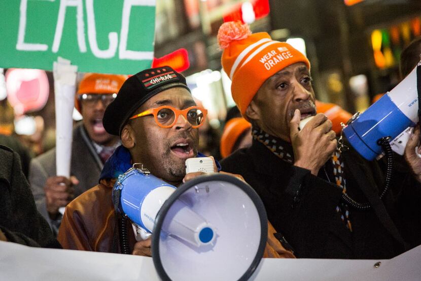  Spike Lee (L) and the Reverend Al Sharpton lead a march through the streets of Manhattan...