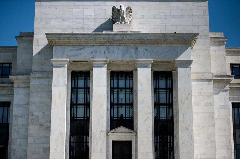 (FILES) This file photo taken on May 2, 2018, shows the US Federal Reserve in Washington,...