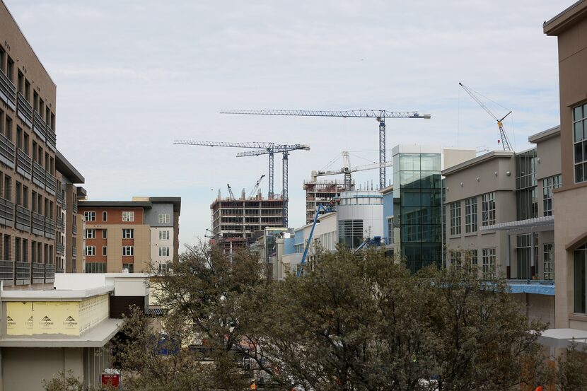 Construction continues at the Legacy West development in Plano, which will open this spring.