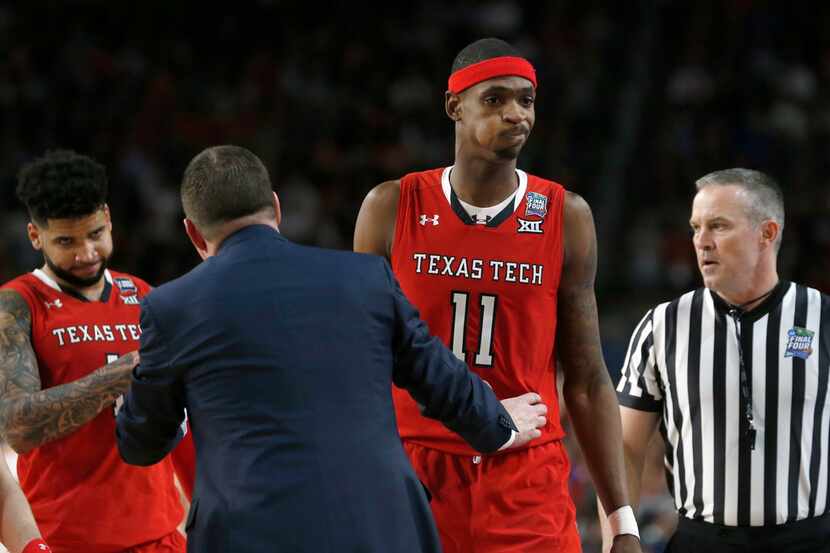 Texas Tech Red Raiders forward Tariq Owens (11) reacts after fouling out of the game during...