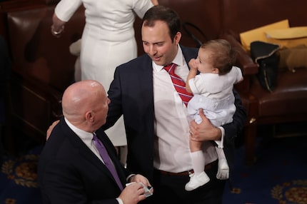 Rep. Lance Gooden (R-TX) speaks on the floor prior to the start of the first session of the...