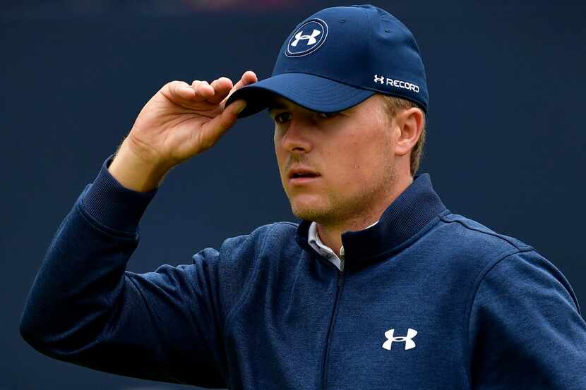 TROON, SCOTLAND - JULY 15:  Jordan Spieth of the United States reacts after putting on the...