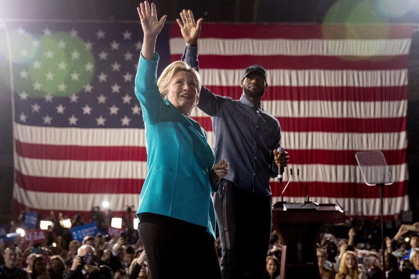 Hillary Clinton stumped with Cleveland Cavaliers star LeBron James on Sunday in Cleveland....