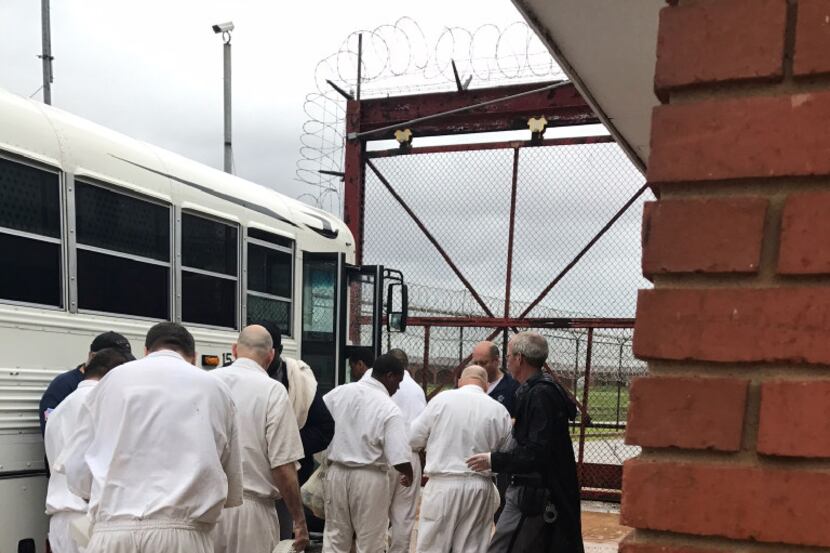 Prison inmates in Rosharon, Texas, were moved by bus from their unit in late August as...