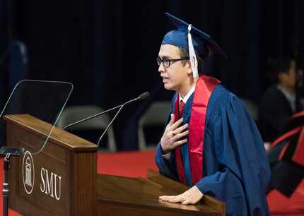 Jose Manuel Santoyo spoke of his gratitude to the faculty during SMU's December graduation...