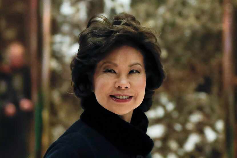 In this Nov. 21, 2016 photo, former Labor Secretary Elaine Chao arrives at Trump Tower in...