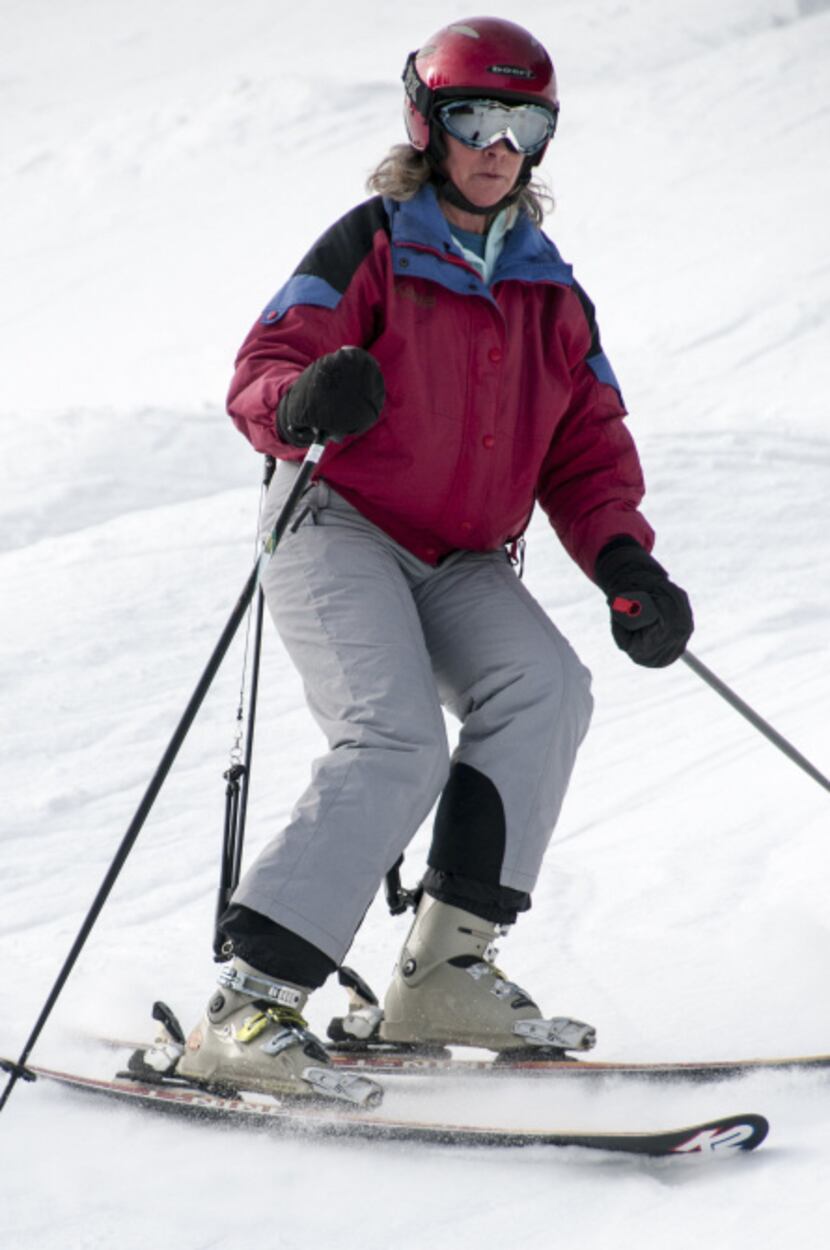 A CADS skier descends a slope. Originally designed to mitigate thigh burn, the package...