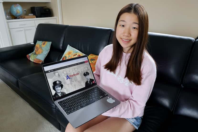 Melody Tian, 17, senior at The Hockaday School, shows her website which is her project, “...
