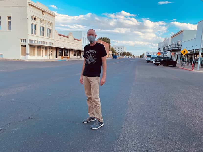 Tim Johnson, a longtime Marfa resident, on the town's Main Street. The town has been hit...