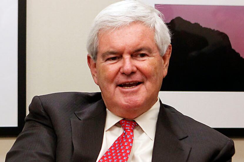 Newt Gingrich speaks to The Dallas Morning News Editorial Board at the paper's offices in...