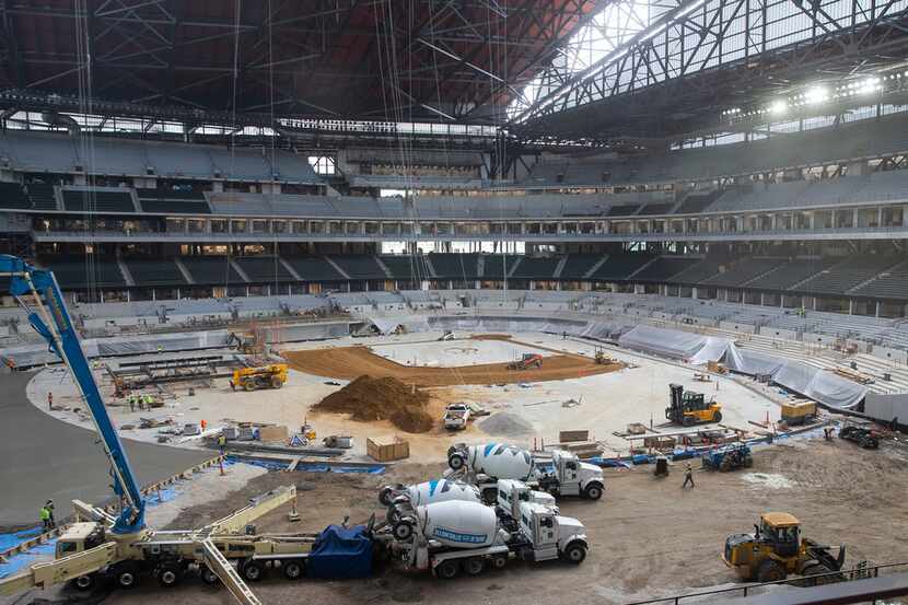 The inside of Globe Life Field is pictured during the Rangers' Peek at the Park fan fest on...