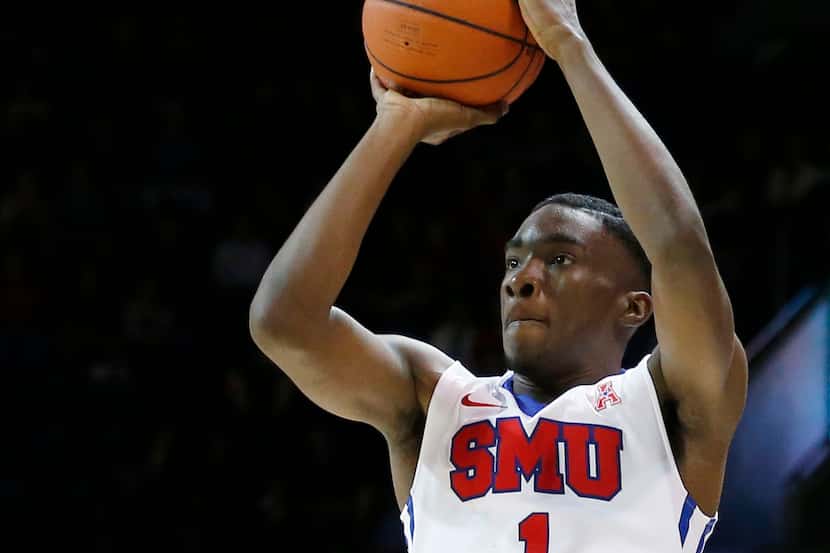 SMU guard Shake Milton (1) shoots the ball in the first half  during an NCAA season-opening...