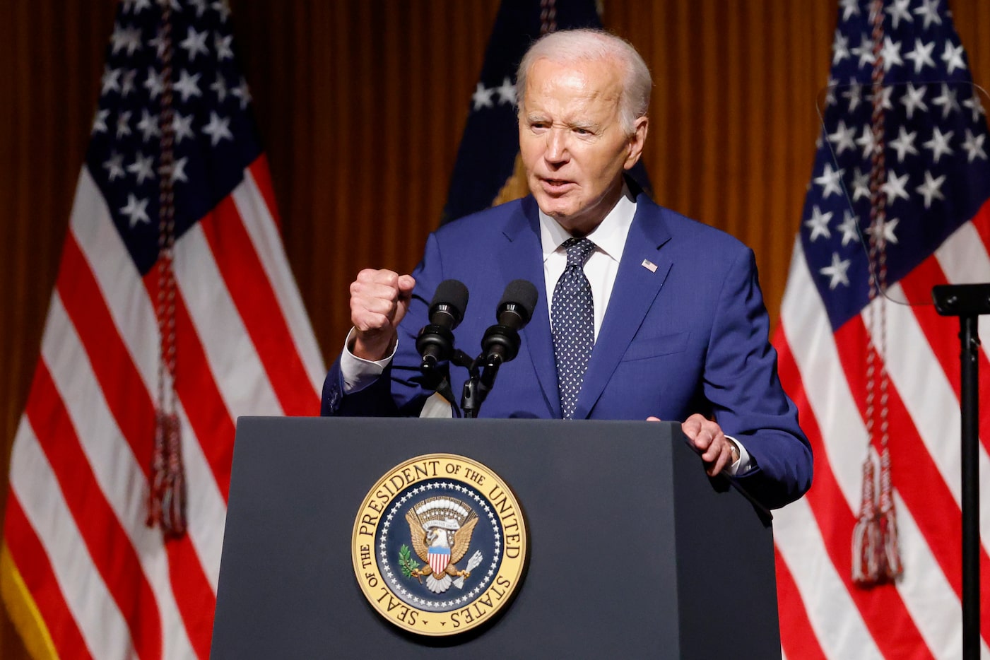 President Joe Biden speaks during an event commemorating the 60th anniversary of the Civil...