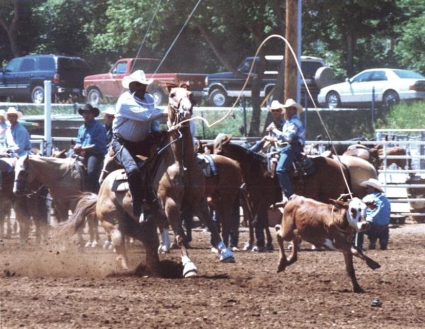 
Cleo Hearn ropes a calf in South Dakota in 2002.
