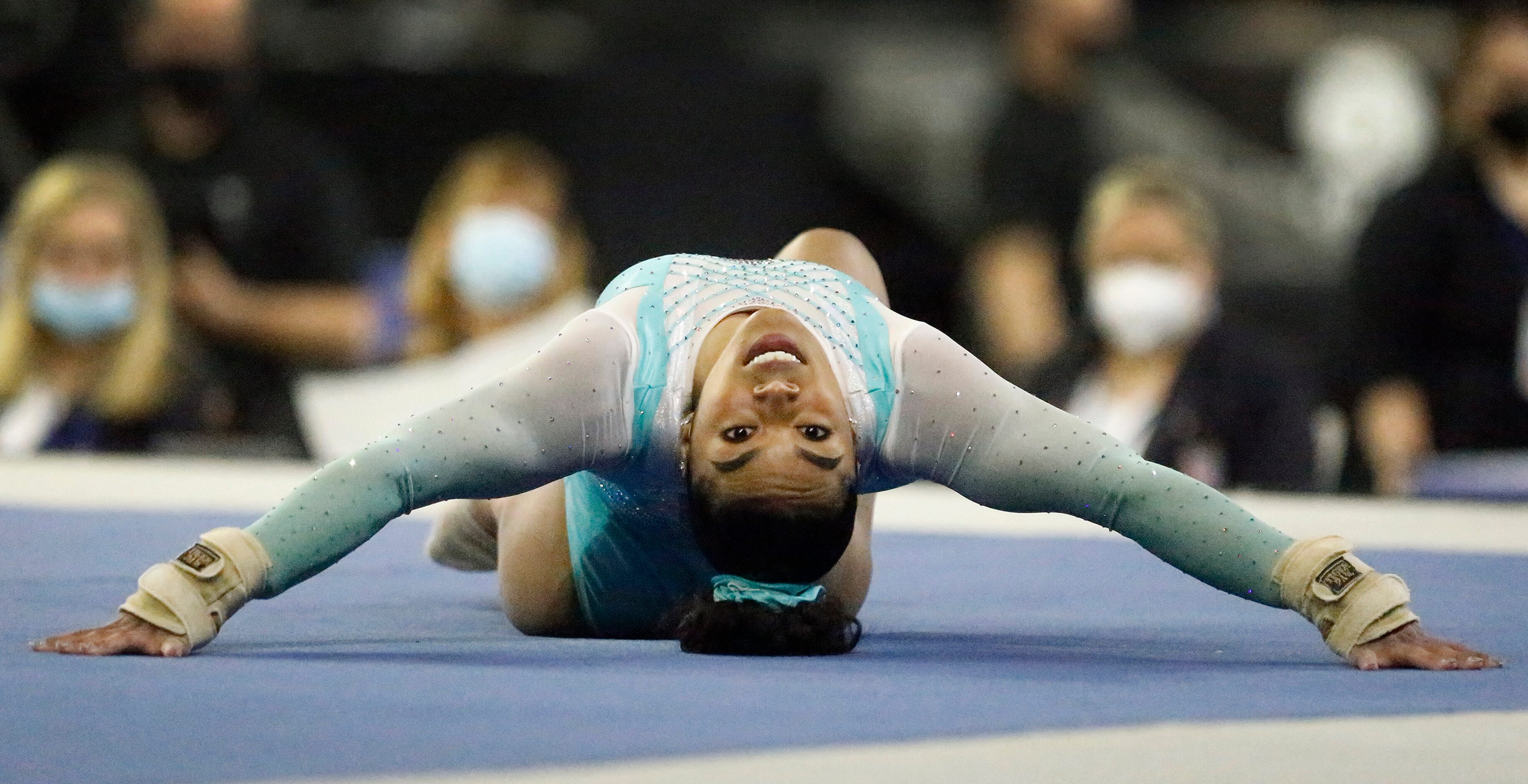 eMjae Frazier with Parkettes Gymnastics performs her floor routine during the USA Gymnastics...