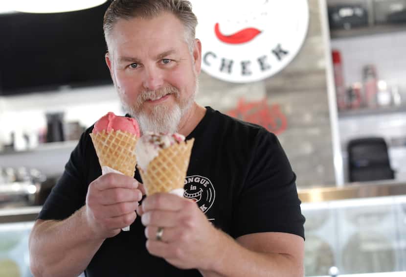 Brett Smith, owner of Tongue in Cheek Ice Cream, is a retired firefighter.