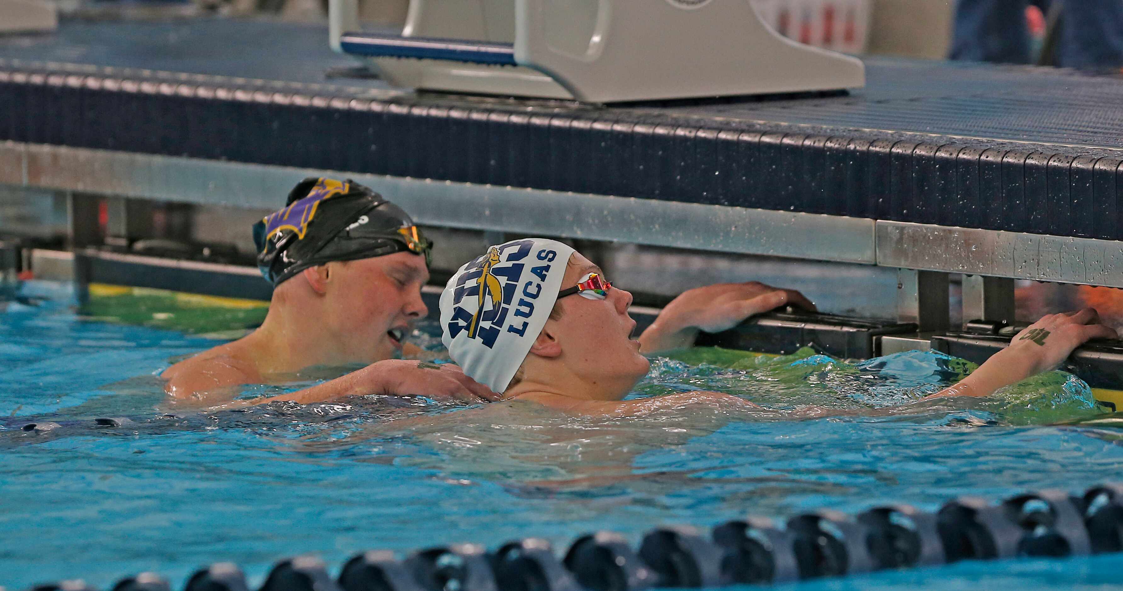 Keller's Lucas Cooper after winning the boys 200 yard Freestyle. UIL boys 6A swim finals on...
