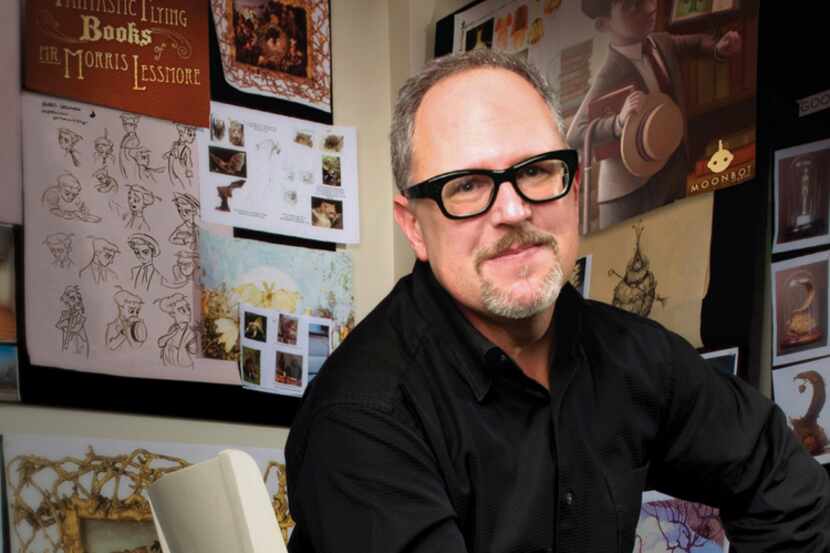 William Joyce surrounded by his work at Moonbot Studios in Shreveport, La.