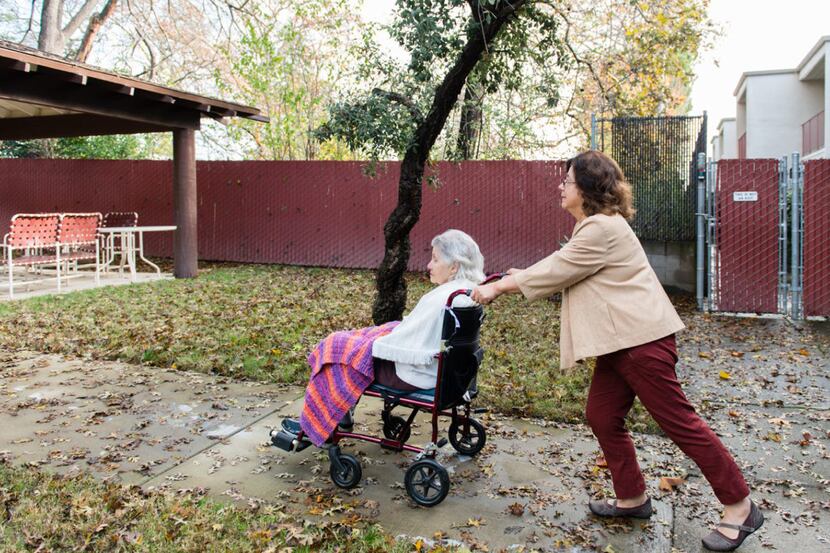 Barbara Marquez takes her mother, Florence Marquez, who has been diagnosed with Alzheimer's,...