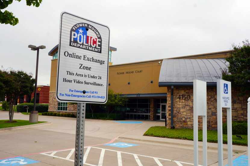 The Flower Mound Police Department has added two "Online Exchange Zone" signs in the front...