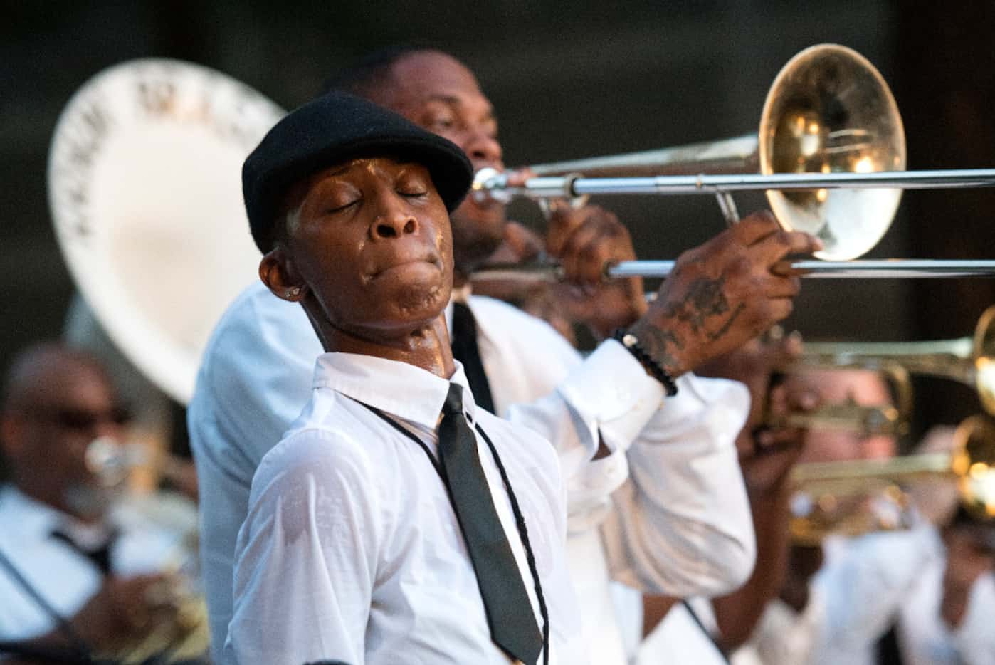 Gibson was grand marshal of the Kickin' Brass Band at the Arts District Block Party last June.