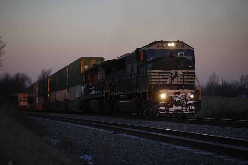 WADDY, KY - JANUARY 7:  An Eastbound Norfolk Southern Corp. intermodal freight train passes...