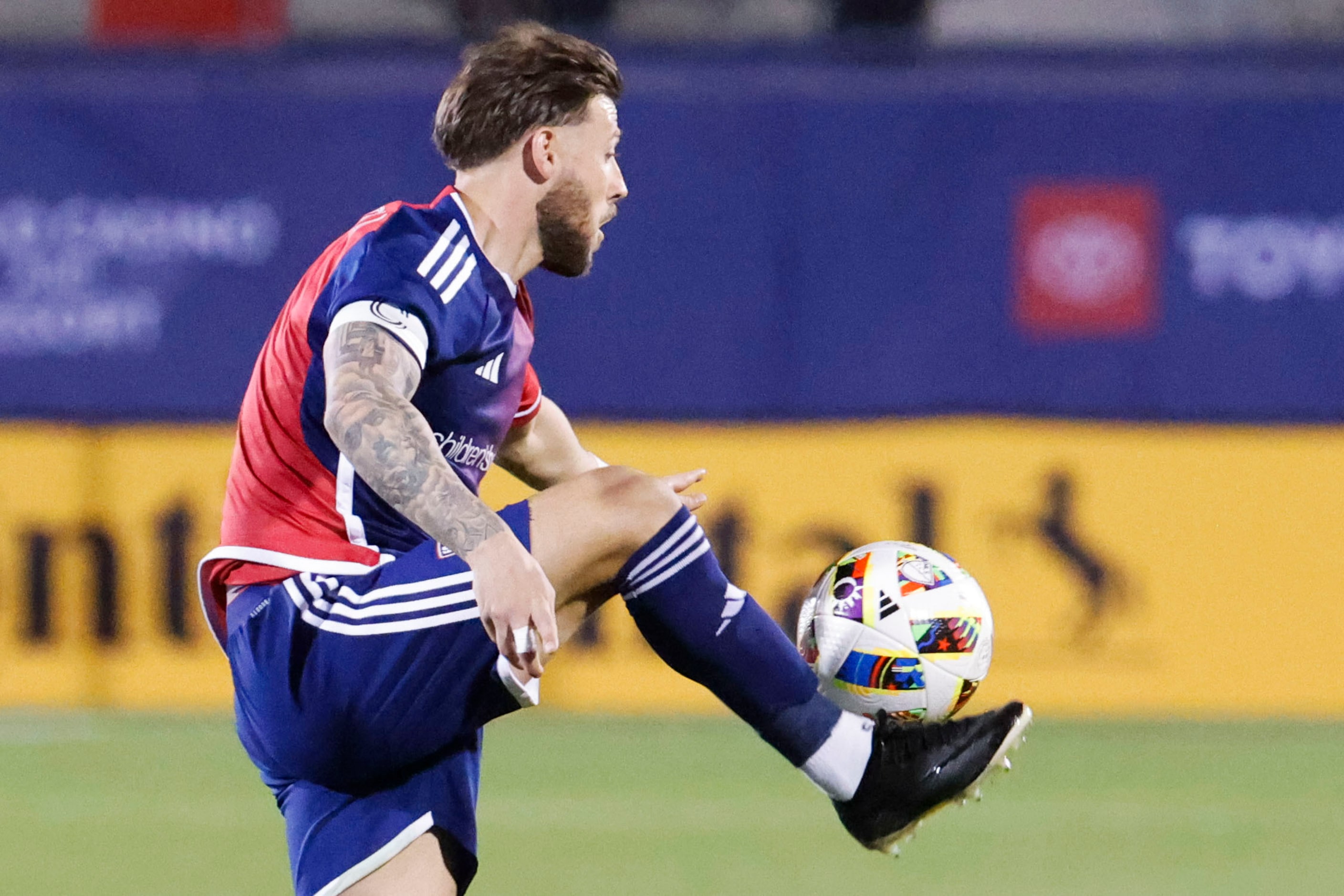 FC Dallas forward Paul Arriola receives the ball against  San Jose during the second half of...