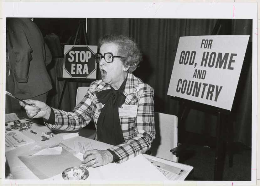 This was an anti-ERA booth set up at the First National Women's Conference in Houston....
