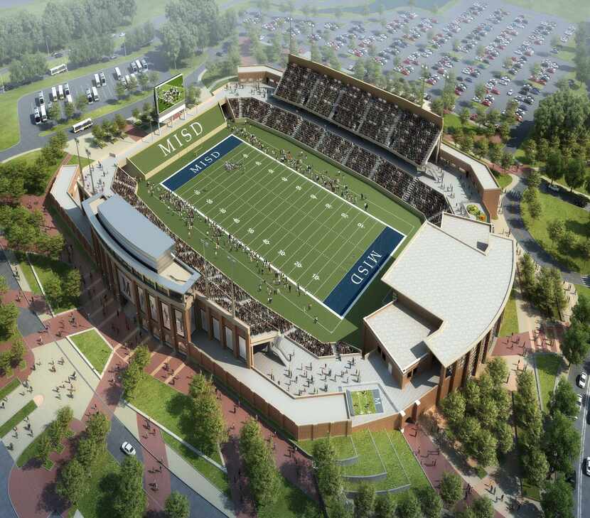 An artist's rendering depicts what McKinney ISD's new stadium could look like at the...