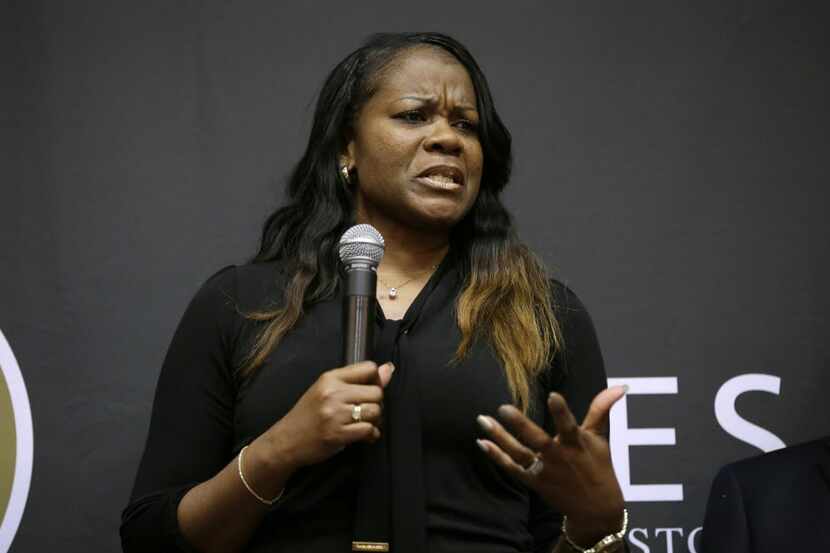 FILE - In this April 4, 2016, file photo, retired WNBA player Sheryl Swoopes speaks during...