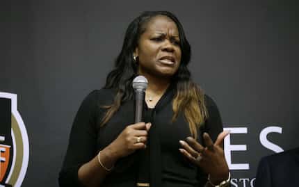 In this April 4, 2016, file photo, retired WNBA player Sheryl Swoopes speaks during the...