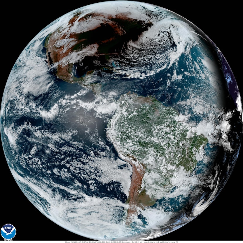 The eclipse path was cleary identiable by the GOES satellite on April 8, 2024.