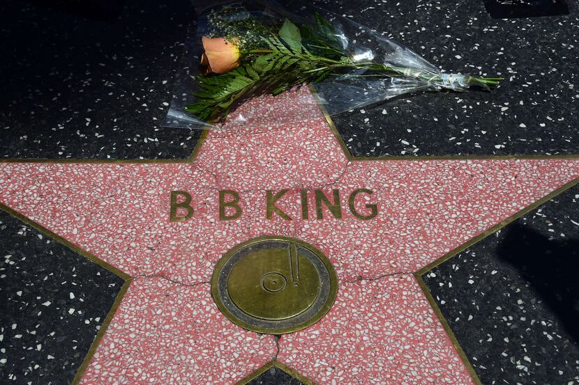 A flower is placed on the Hollywood Walk of Fame Star of the late B.B.King on May 15, 2015...