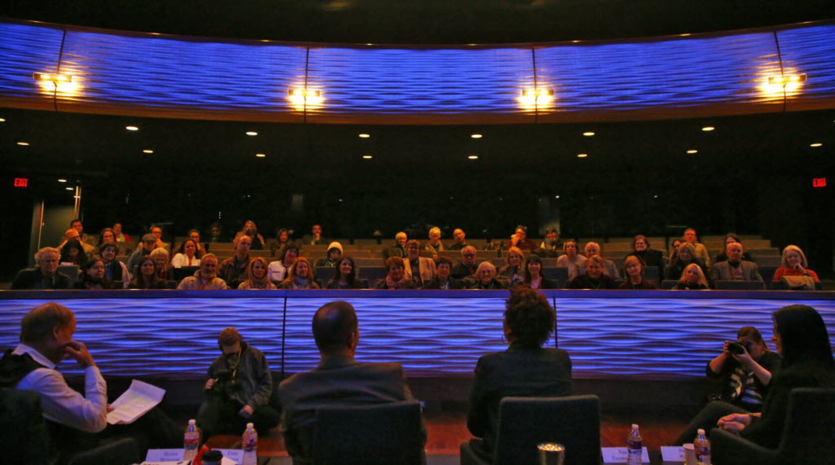 George Getschow, (left to right) Chris Vognar, Teresa Colman and Jin-Ya Huang speak during...