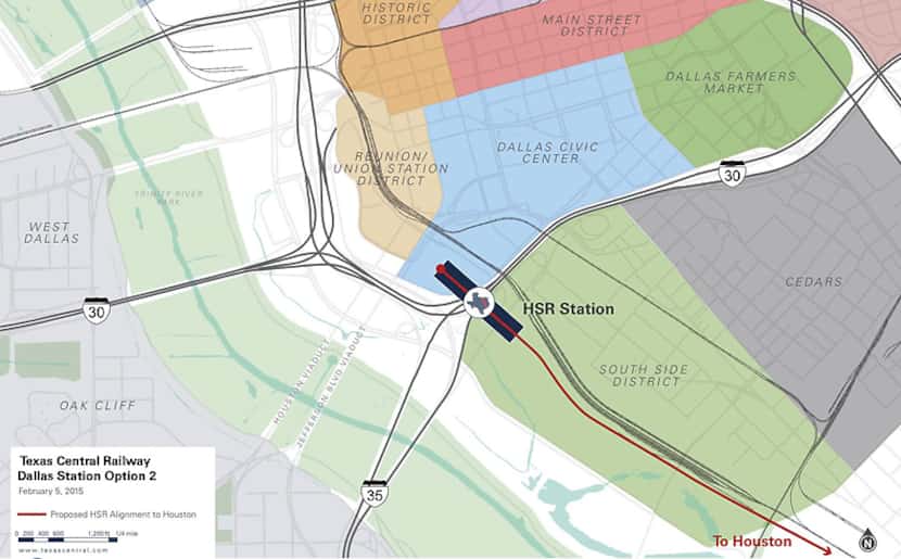 The second potential Dallas terminal site for Texas Central Railway's high-speed...