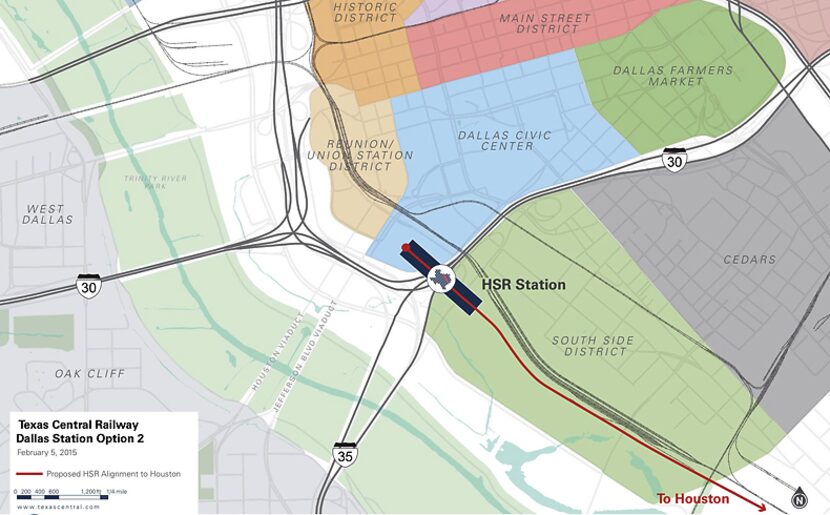 The second potential Dallas terminal site for Texas Central Railway's high-speed...