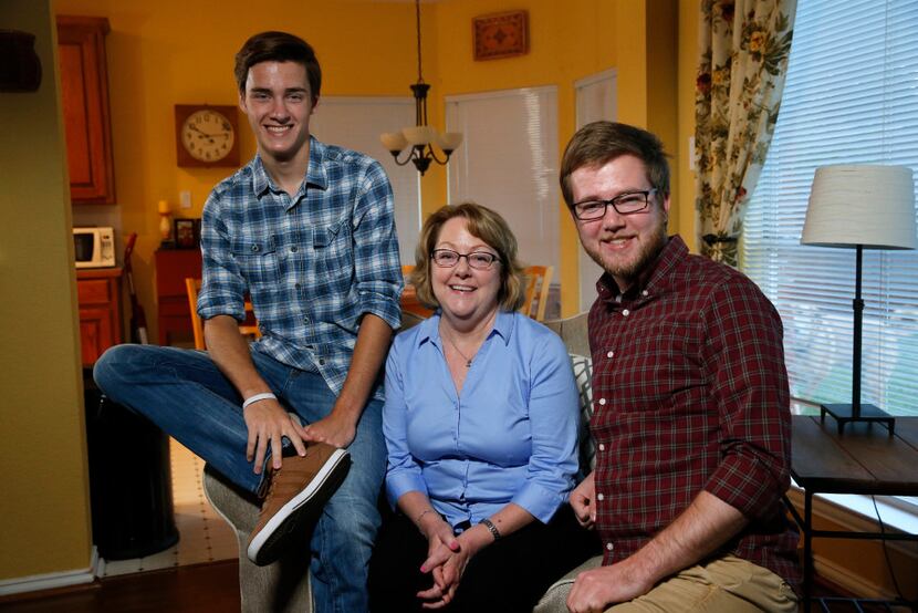 Kay Novosel and her sons Alex, 23, (right) and John, 18, in their McKinney home. Novosel...